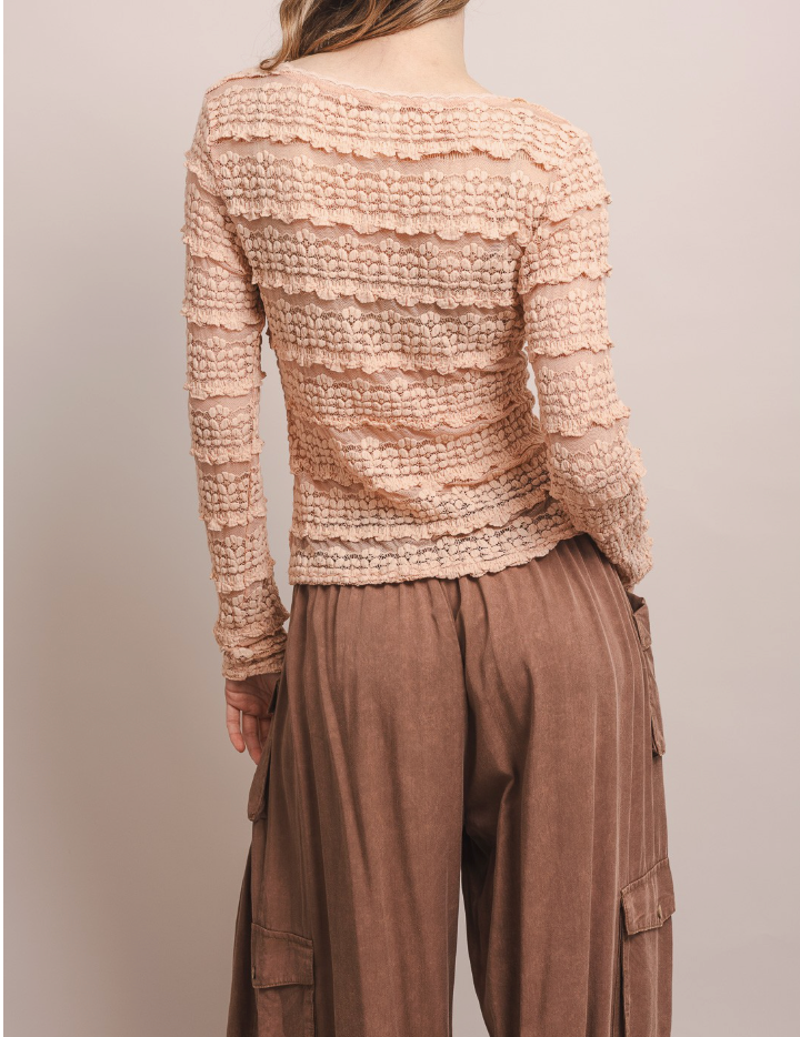 Long Sleeve See Through Fitted Top