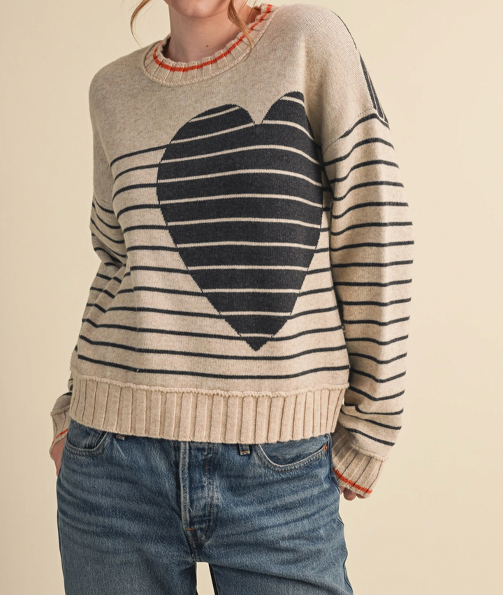 Heart Striped Sweater
