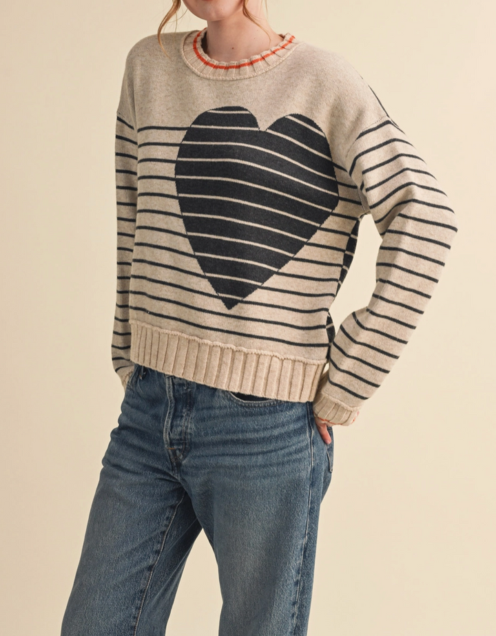 Heart Striped Sweater