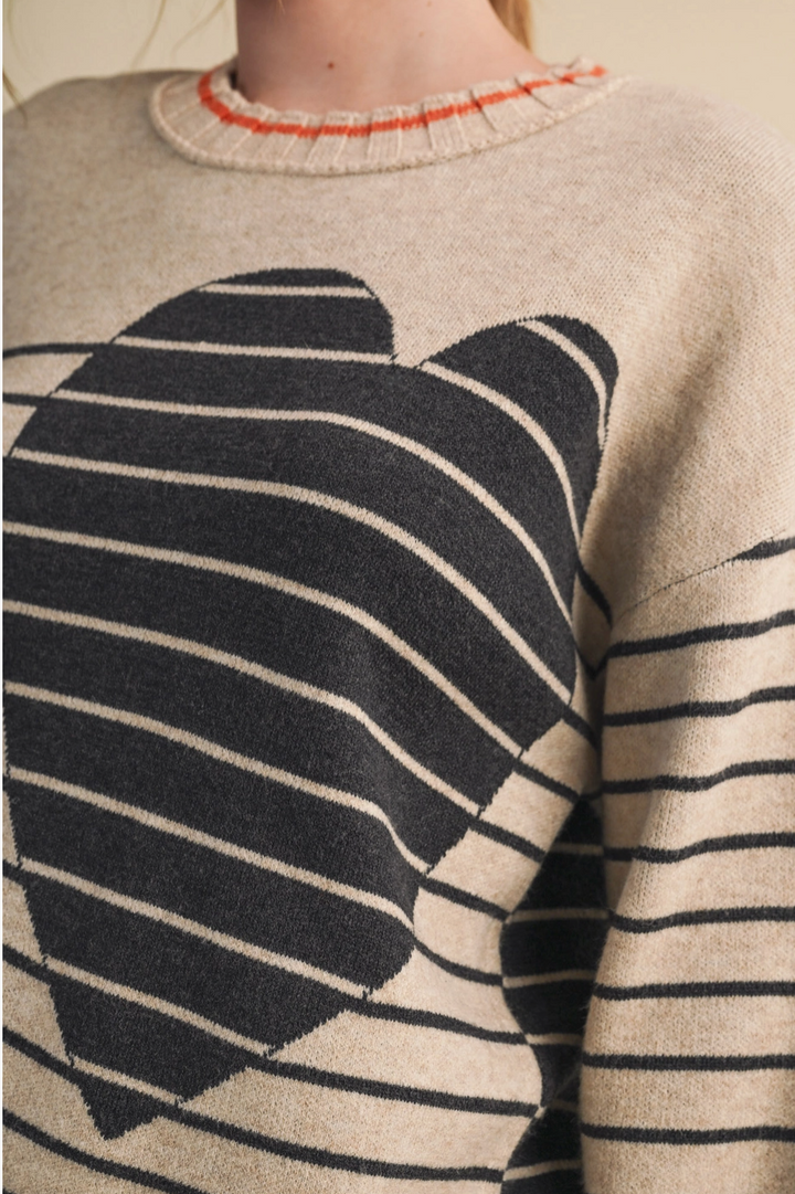 Heart Striped Sweater