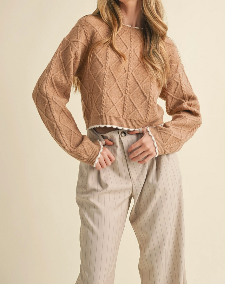 Cable Knit Cropped Sweater