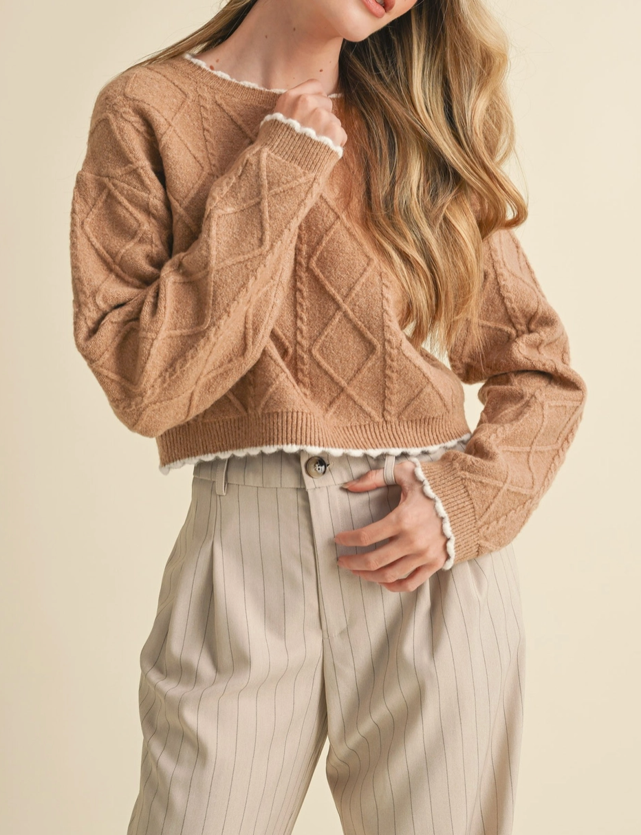 Cable Knit Cropped Sweater