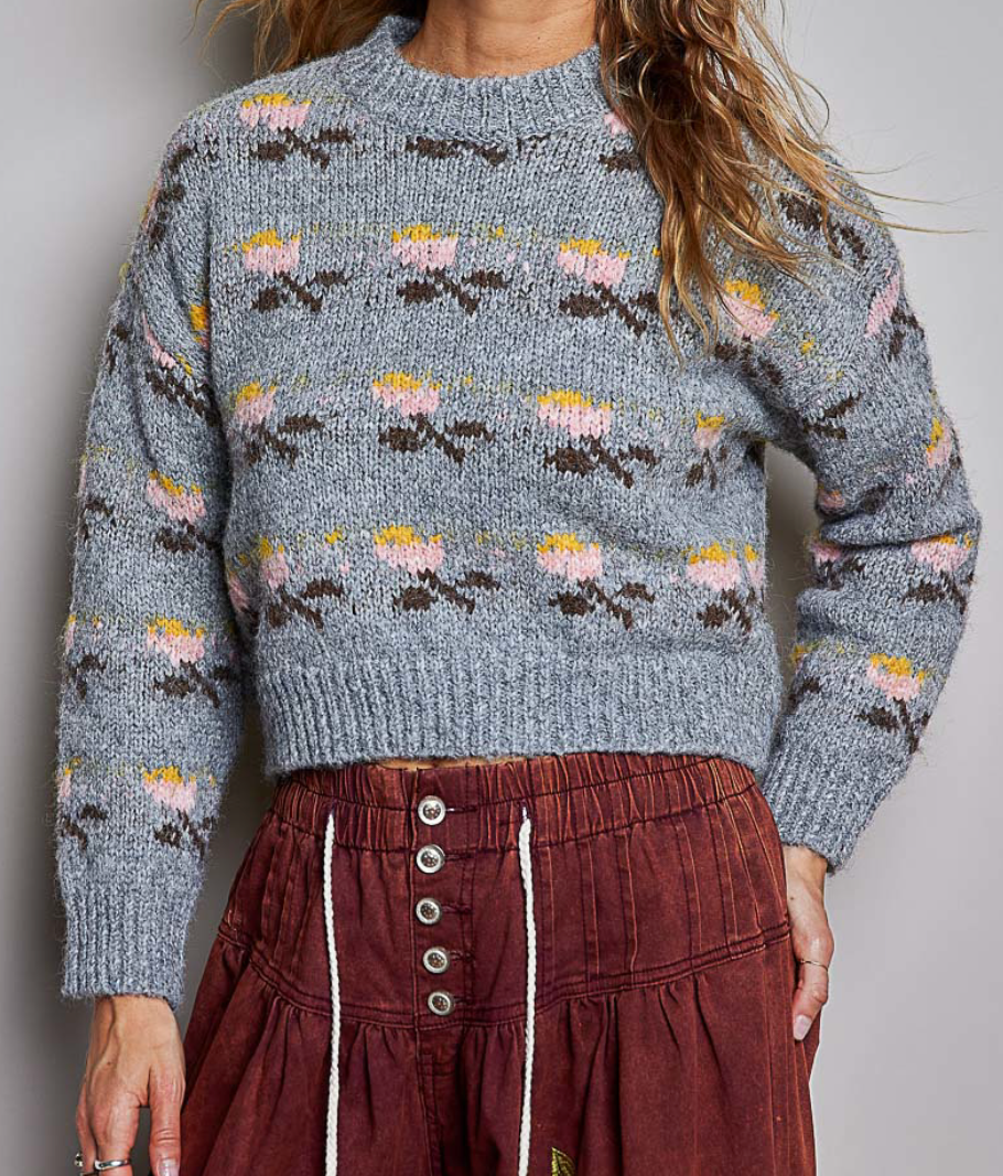 Soft Floral Knit Sweater