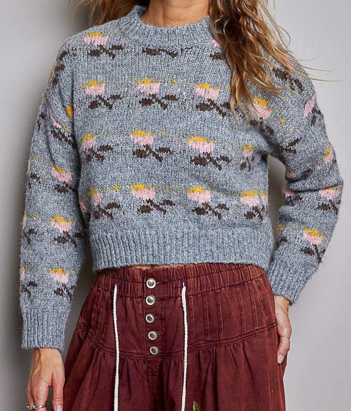 Soft Floral Knit Sweater