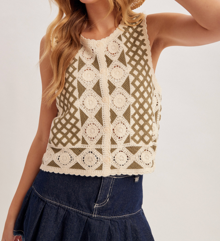 Button Down Crochet Vest