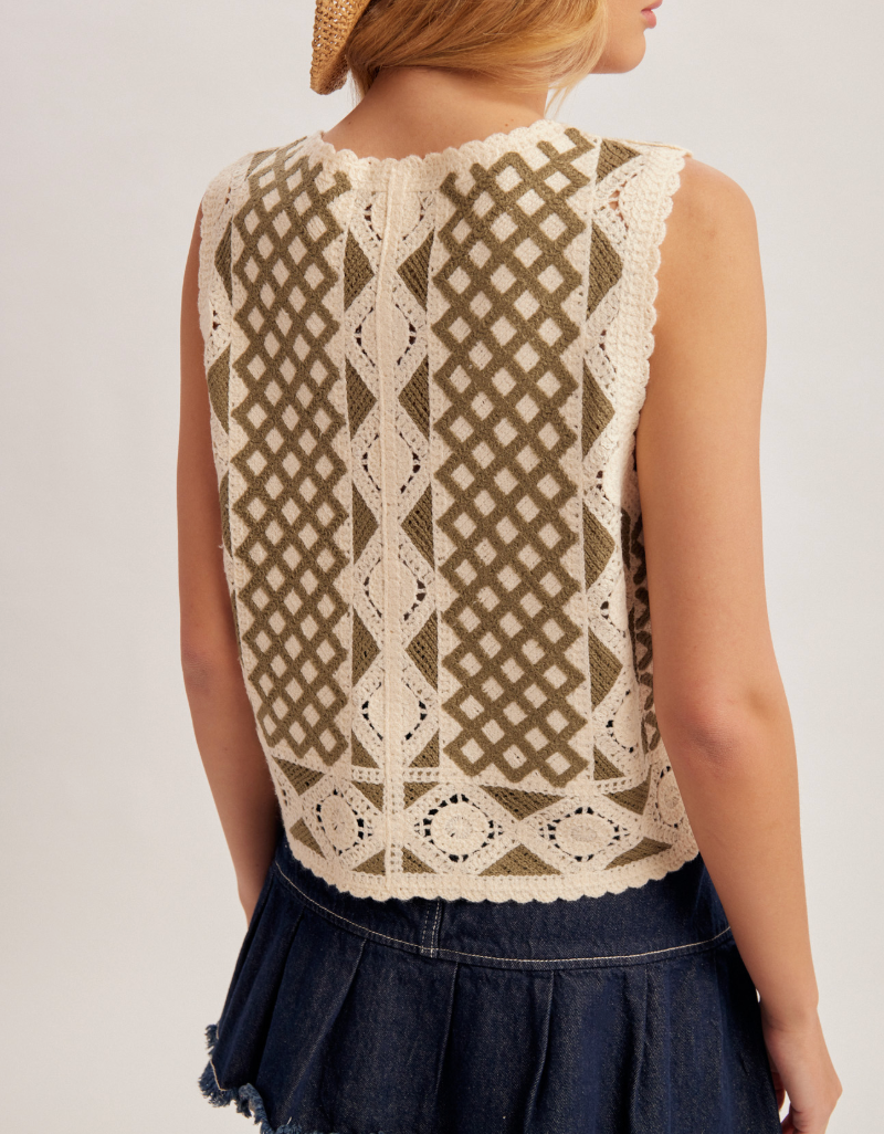 Button Down Crochet Vest