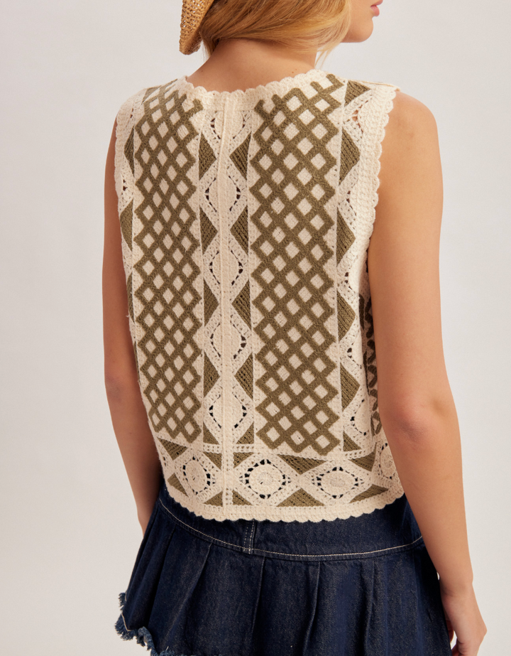 Button Down Crochet Vest