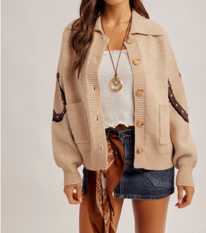 Horse Jacquard Knit Cardigan