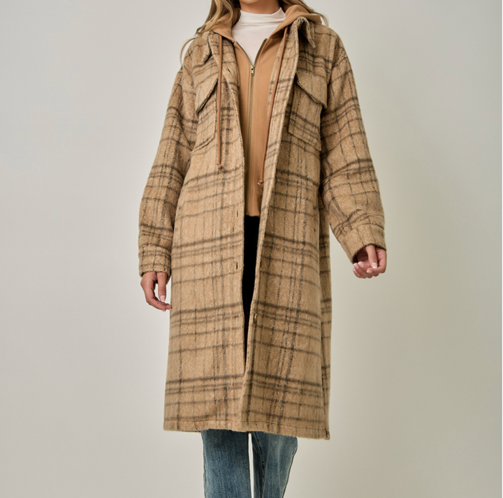 Twofer Hoodie Plaid Jacket