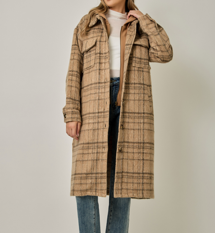 Twofer Hoodie Plaid Jacket