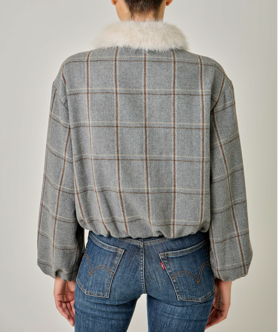 Detachable Fur Bubble Hem Jacket