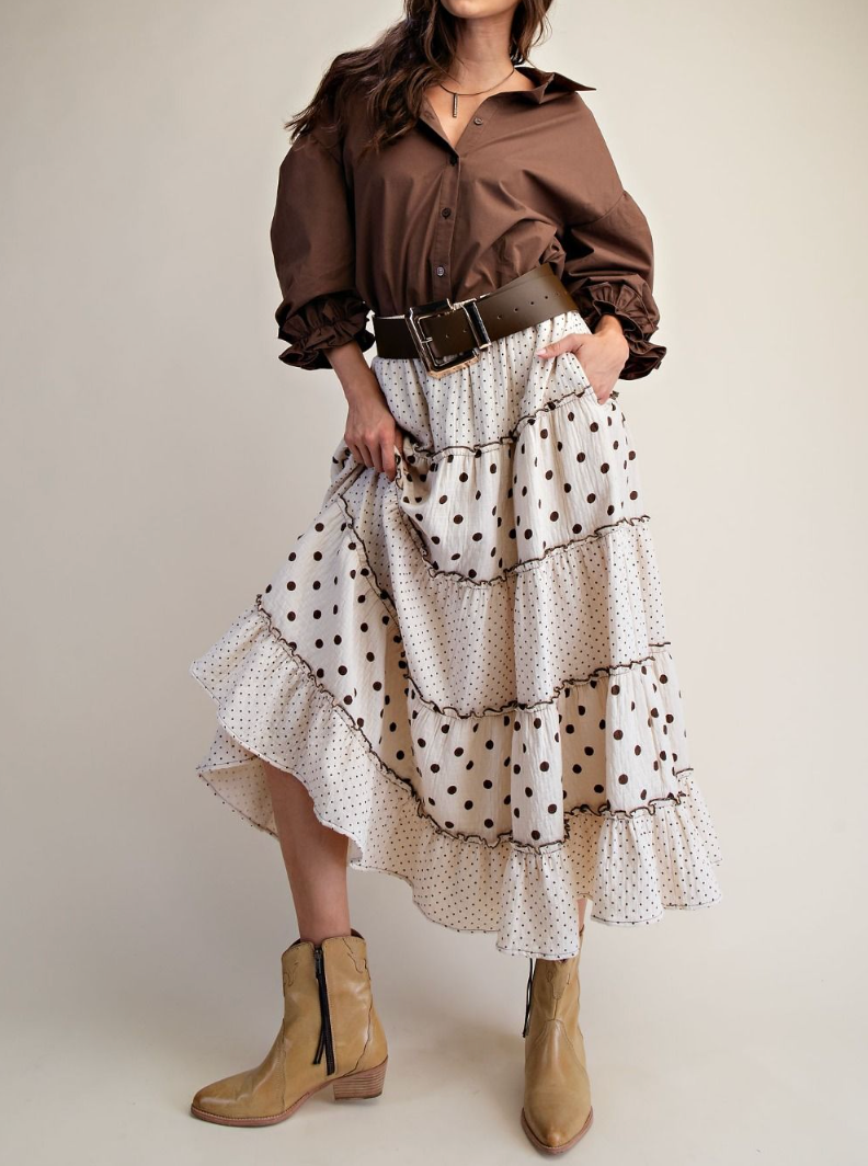 3/4 Slvs Button Down Poplin Shirt Blouse
