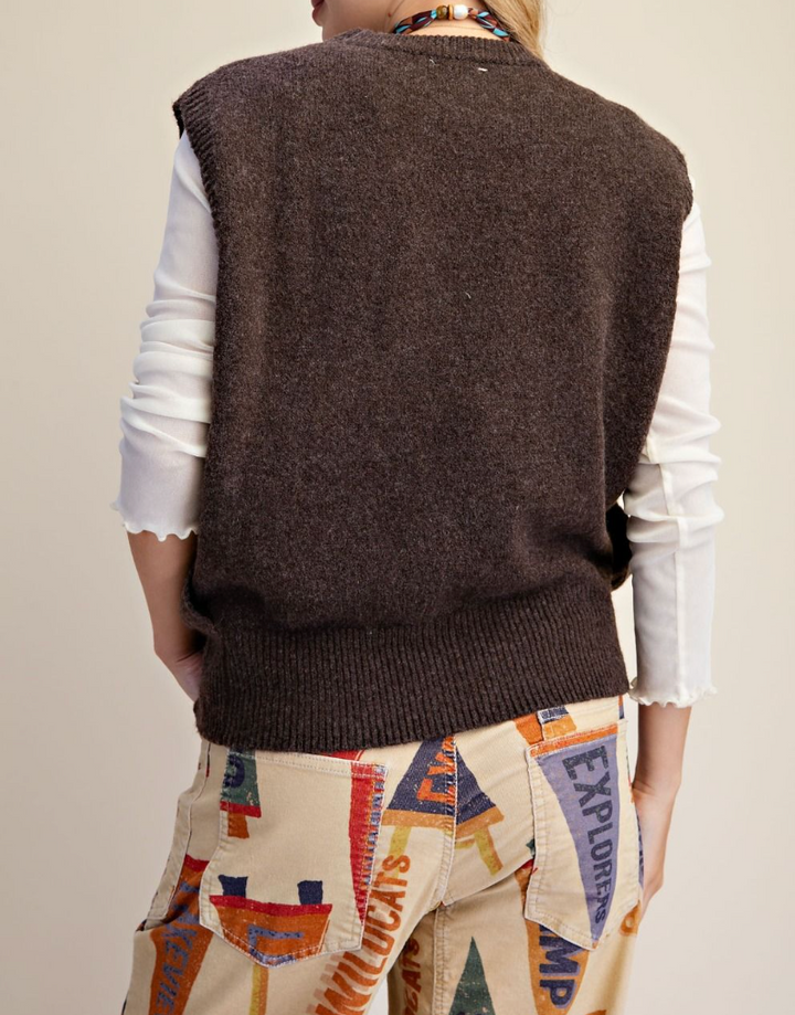 Sleeveless Knitted Sweater Vest