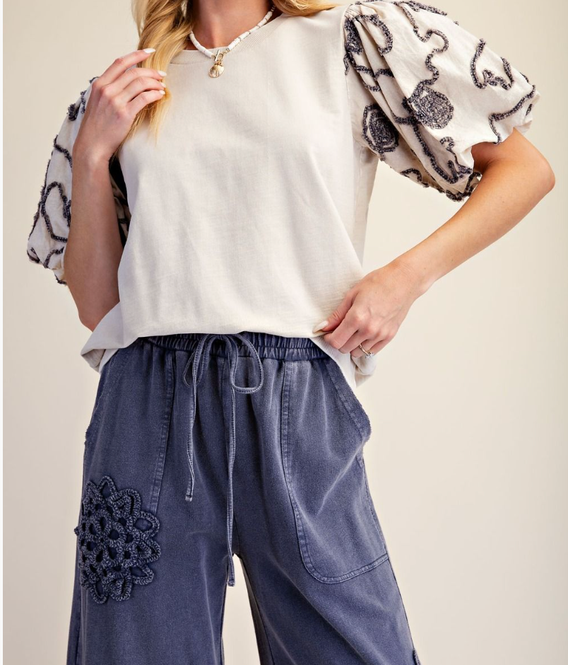 Washed Terry Knit Top