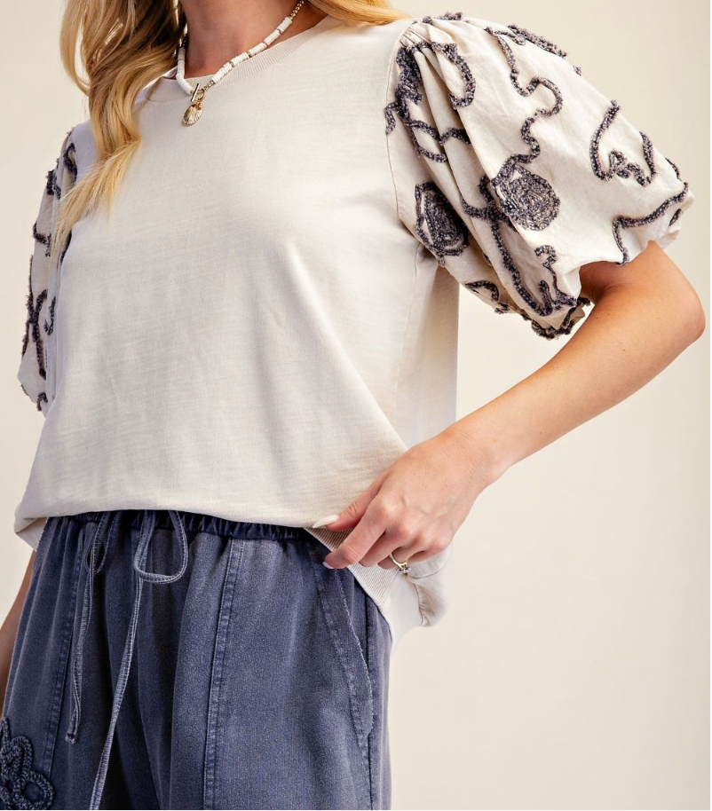 Washed Terry Knit Top