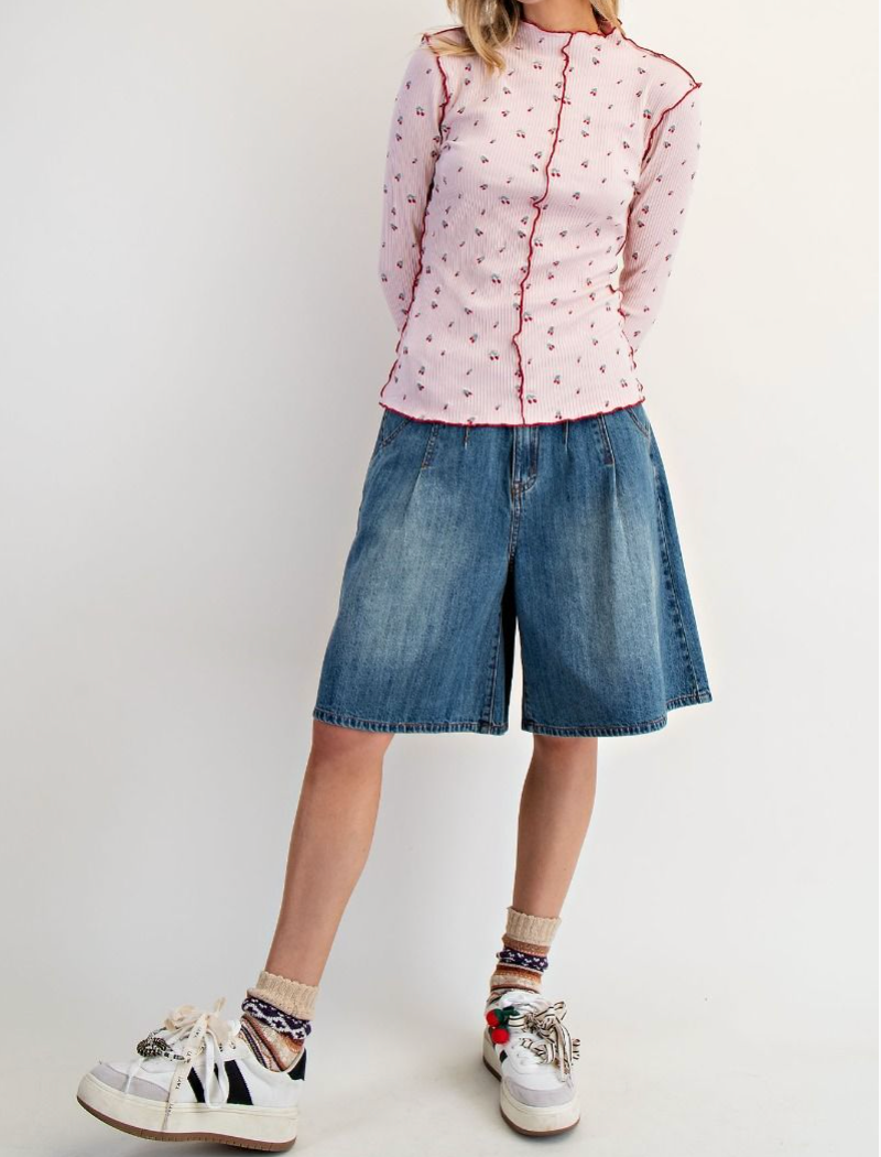 Cherry Embroidered Thermal Top