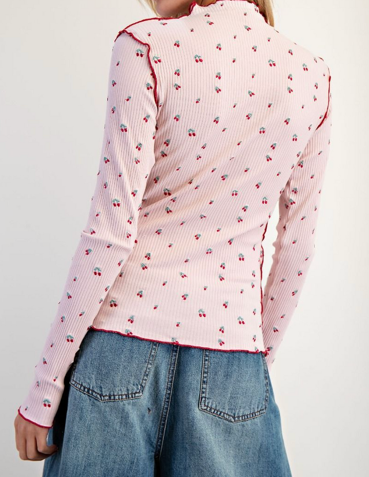 Cherry Embroidered Thermal Top