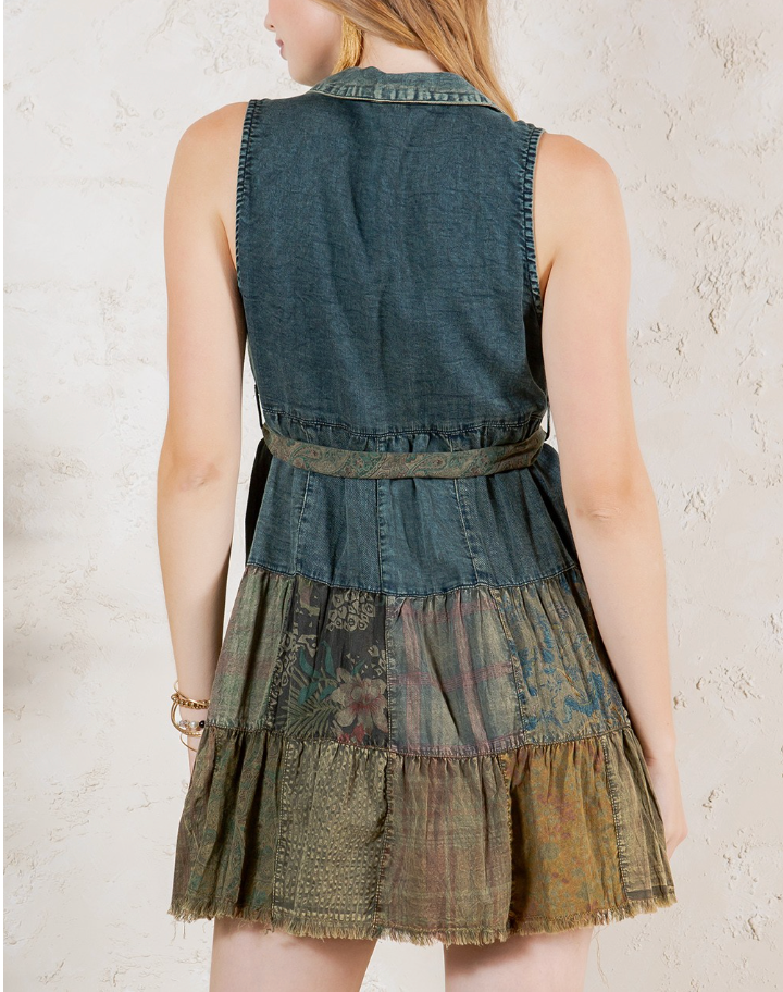 Sleeveless Denim Shirt Dress