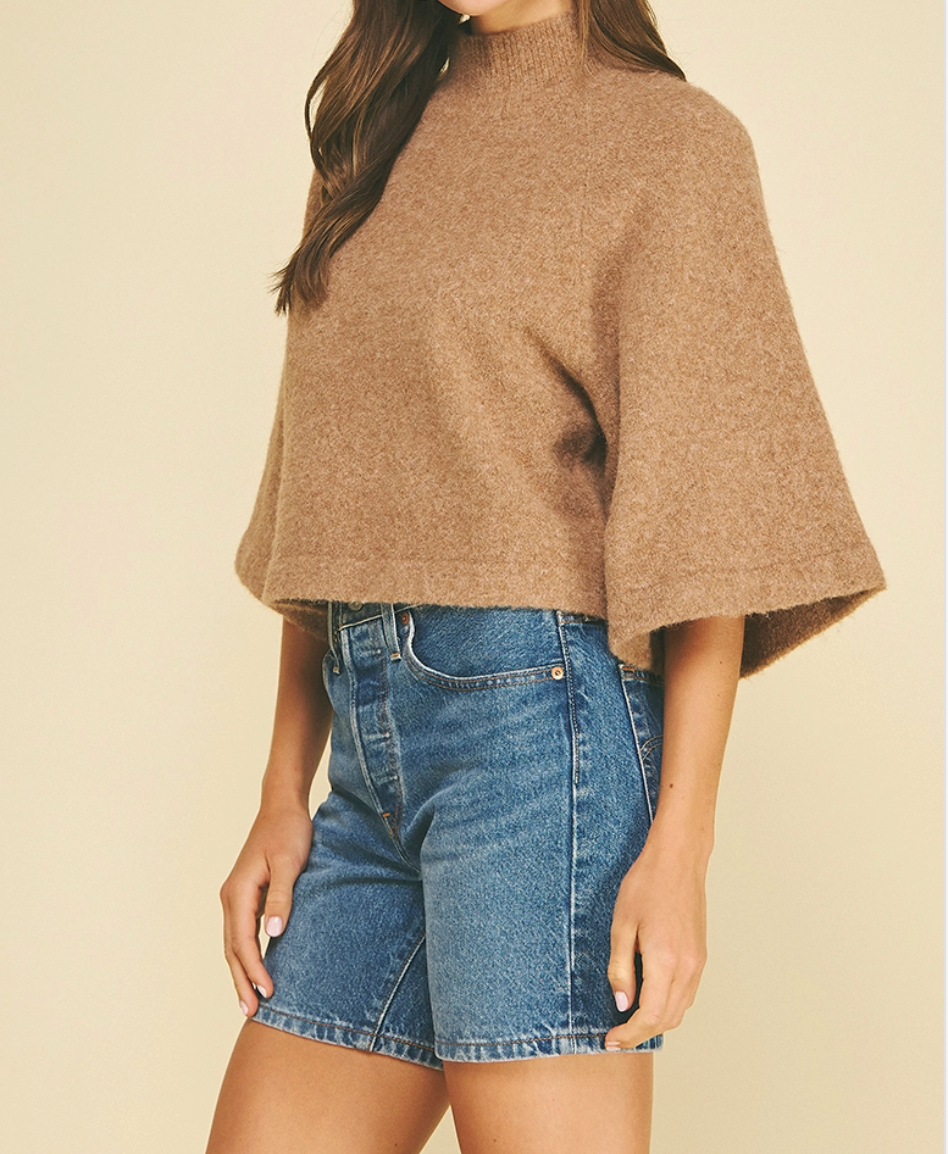 Wide Sleeve Mock Neck Sweater