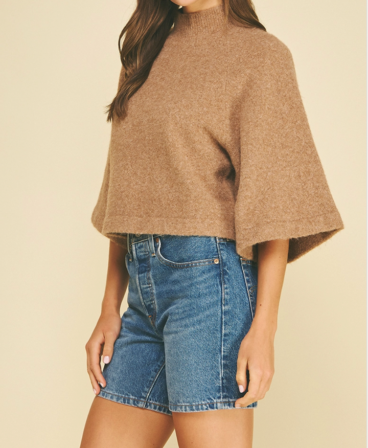 Wide Sleeve Mock Neck Sweater