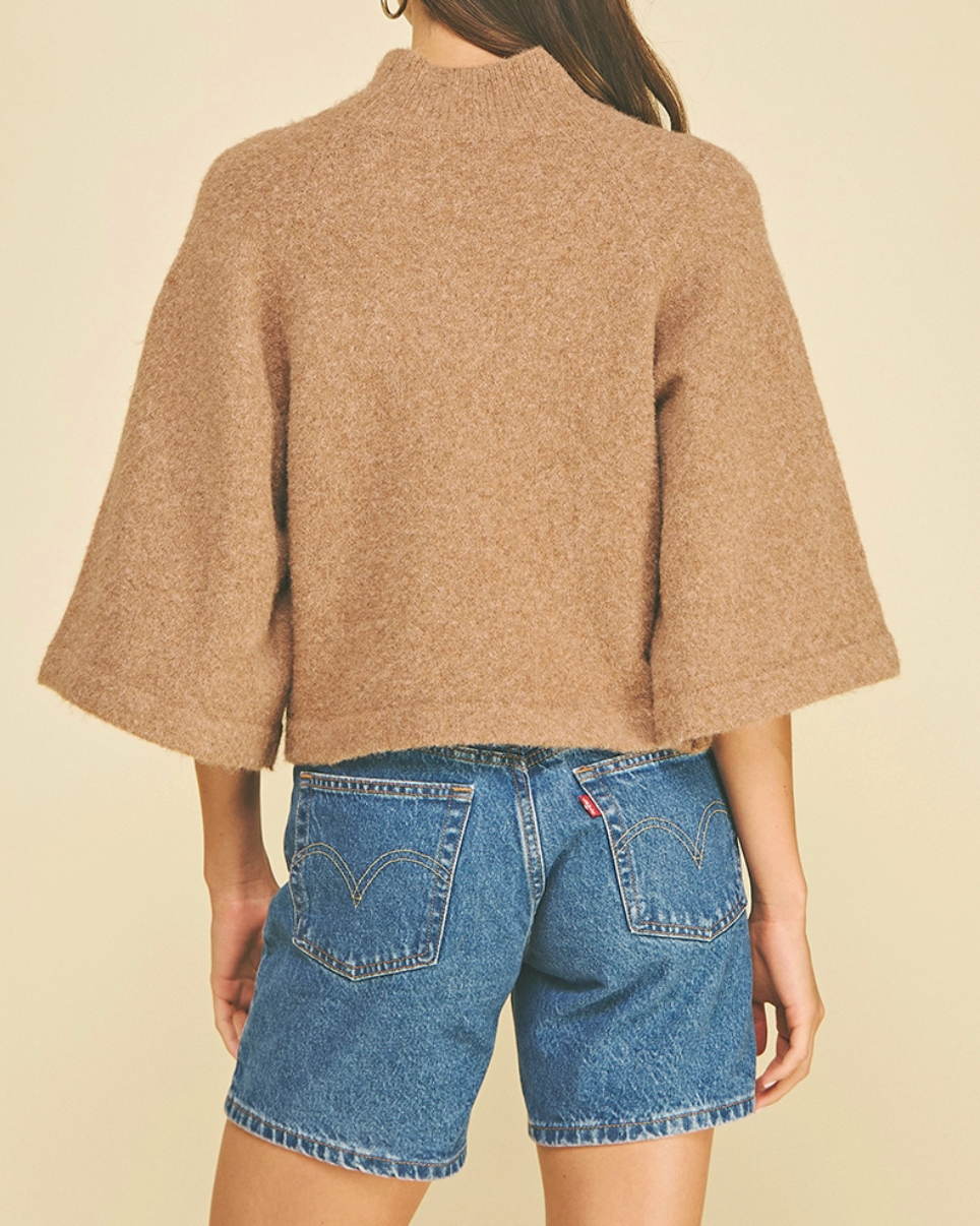 Wide Sleeve Mock Neck Sweater