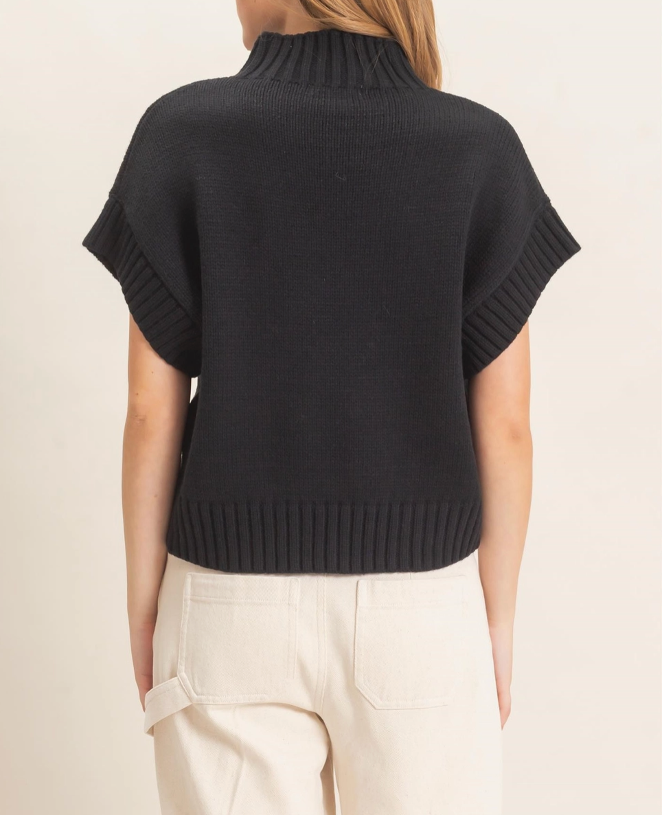 Ribbed Mock Neck Sweater Vest