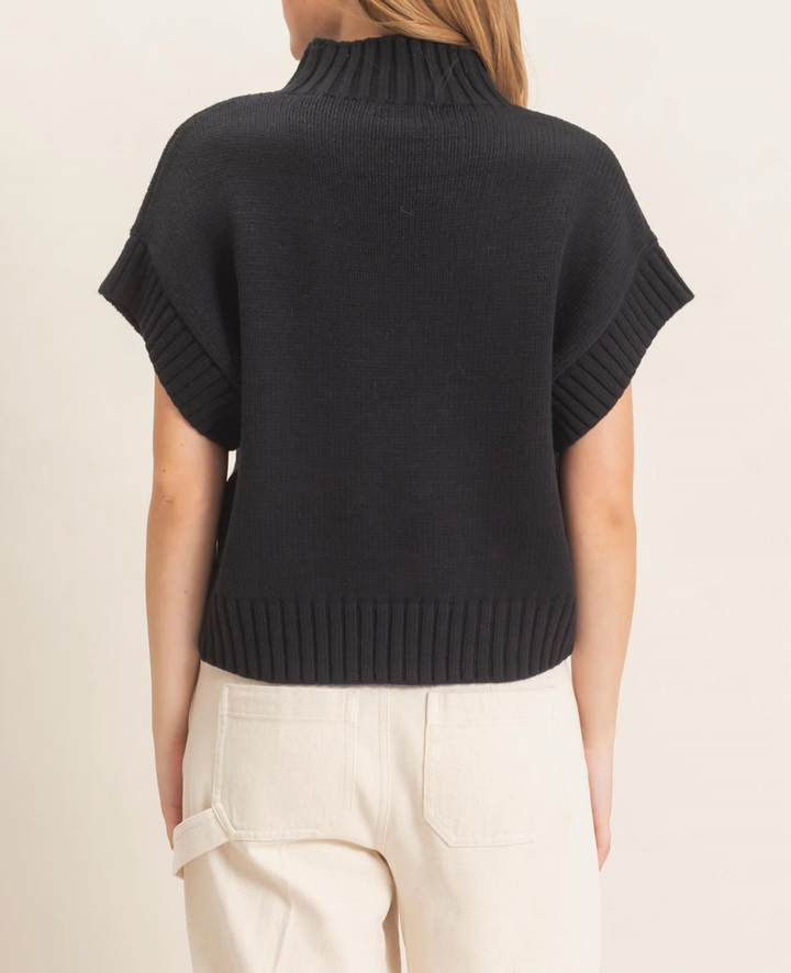 Ribbed Mock Neck Sweater Vest