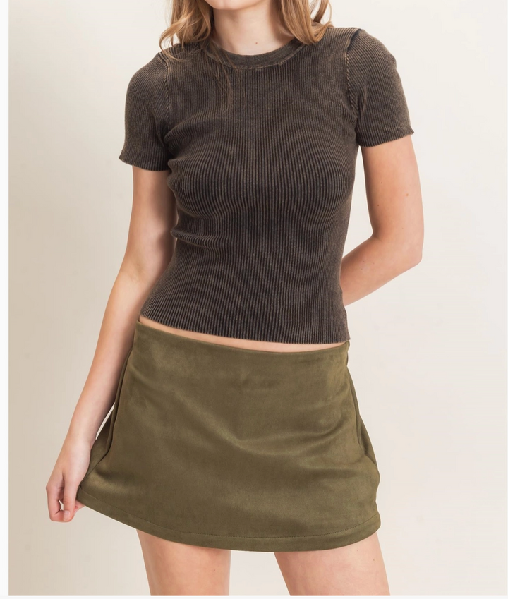 Ribbed Crew Neck Top