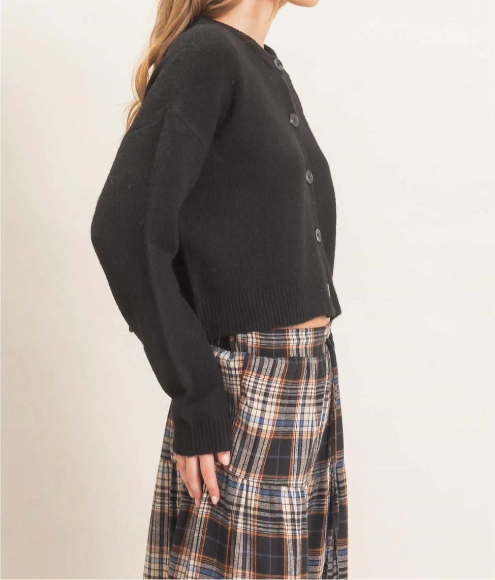 Crew Neck Cardigan Sweater
