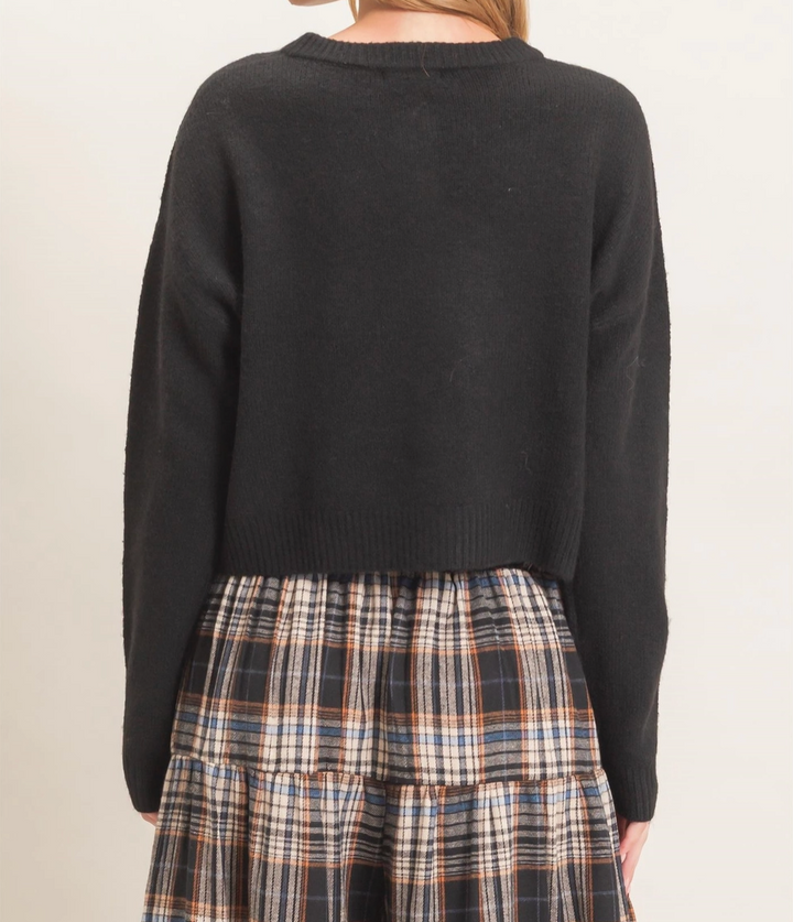 Crew Neck Cardigan Sweater