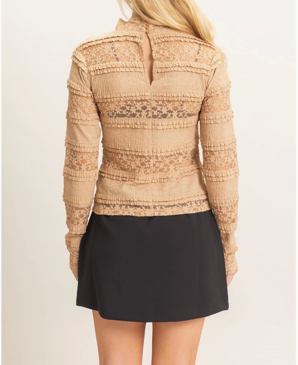 Textured Lace High Neck Top