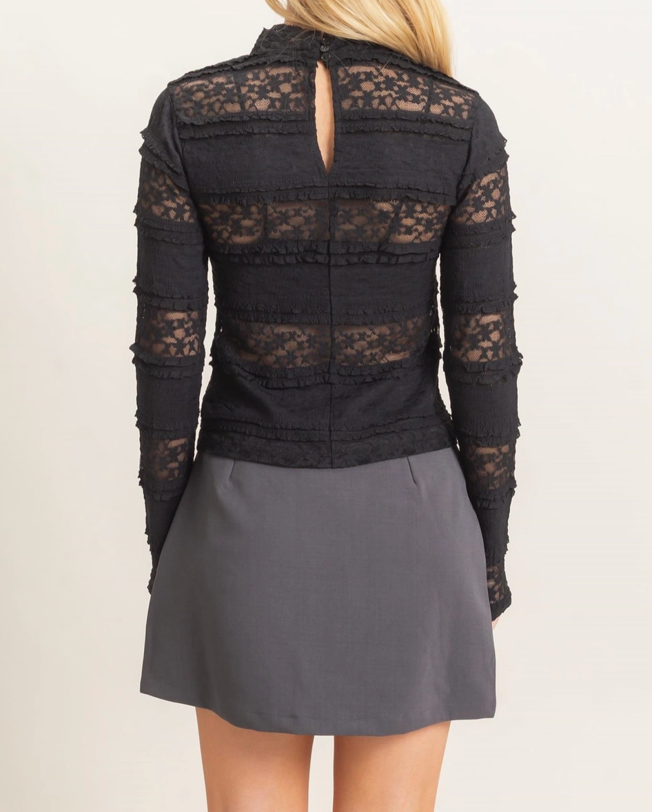 Textured Lace High Neck Top