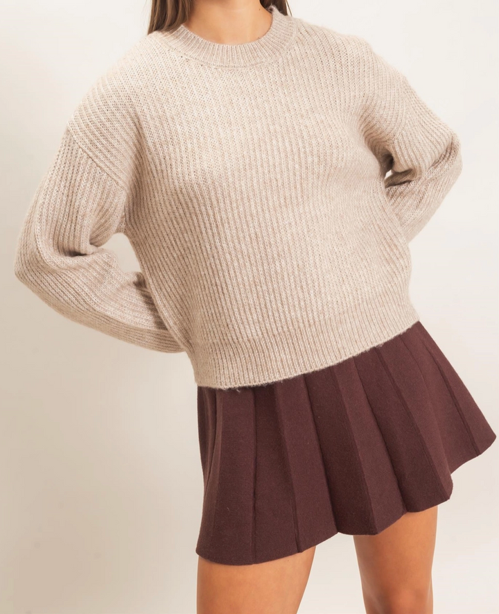 Ribbed Crew Neck Sweater