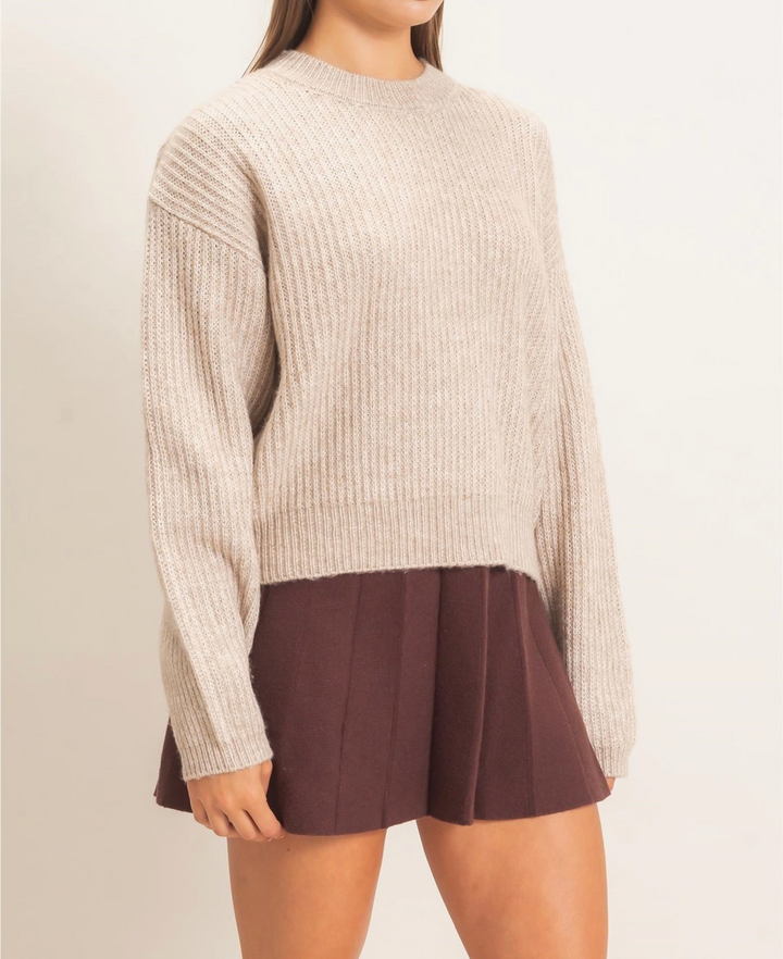 Ribbed Crew Neck Sweater