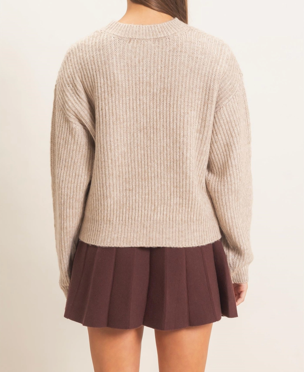 Ribbed Crew Neck Sweater