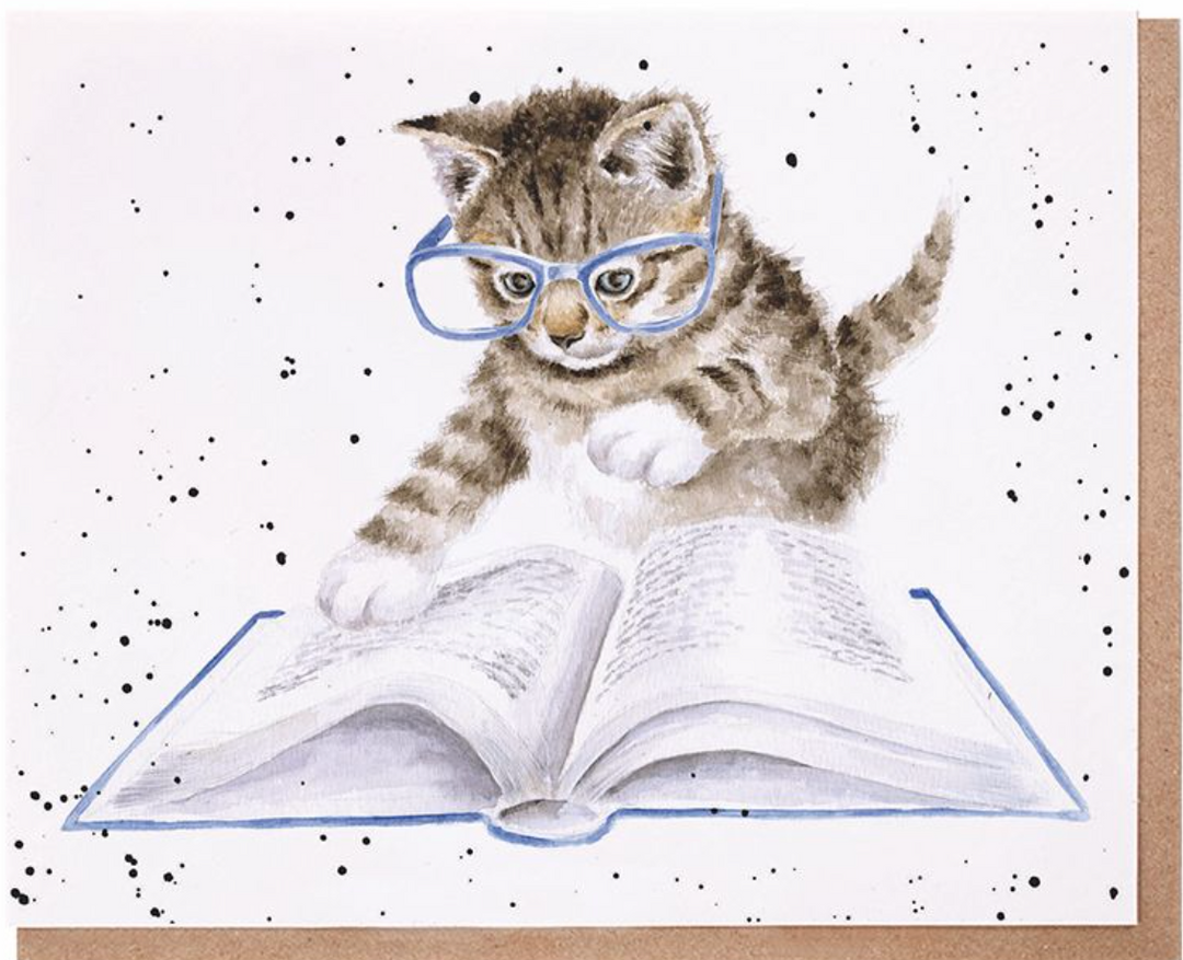 The Bookworm' Cat Card