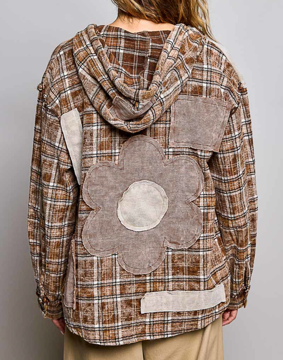 Plaid Woven Hoodie Shirt