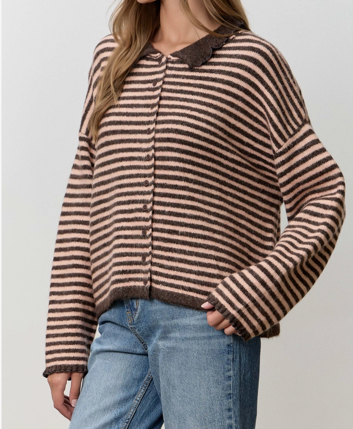 Striped Button Up Cardigan
