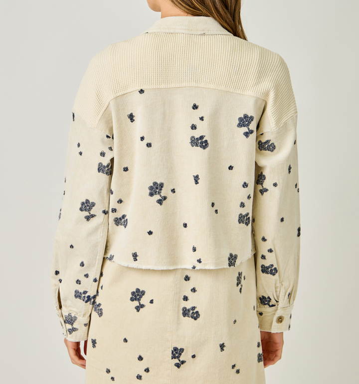 Washed Embroidery Mixed Jacket