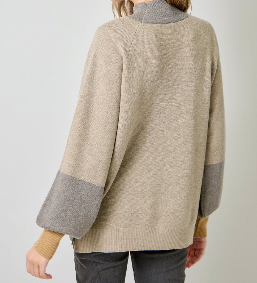 Mock Neck Color Block Sweater