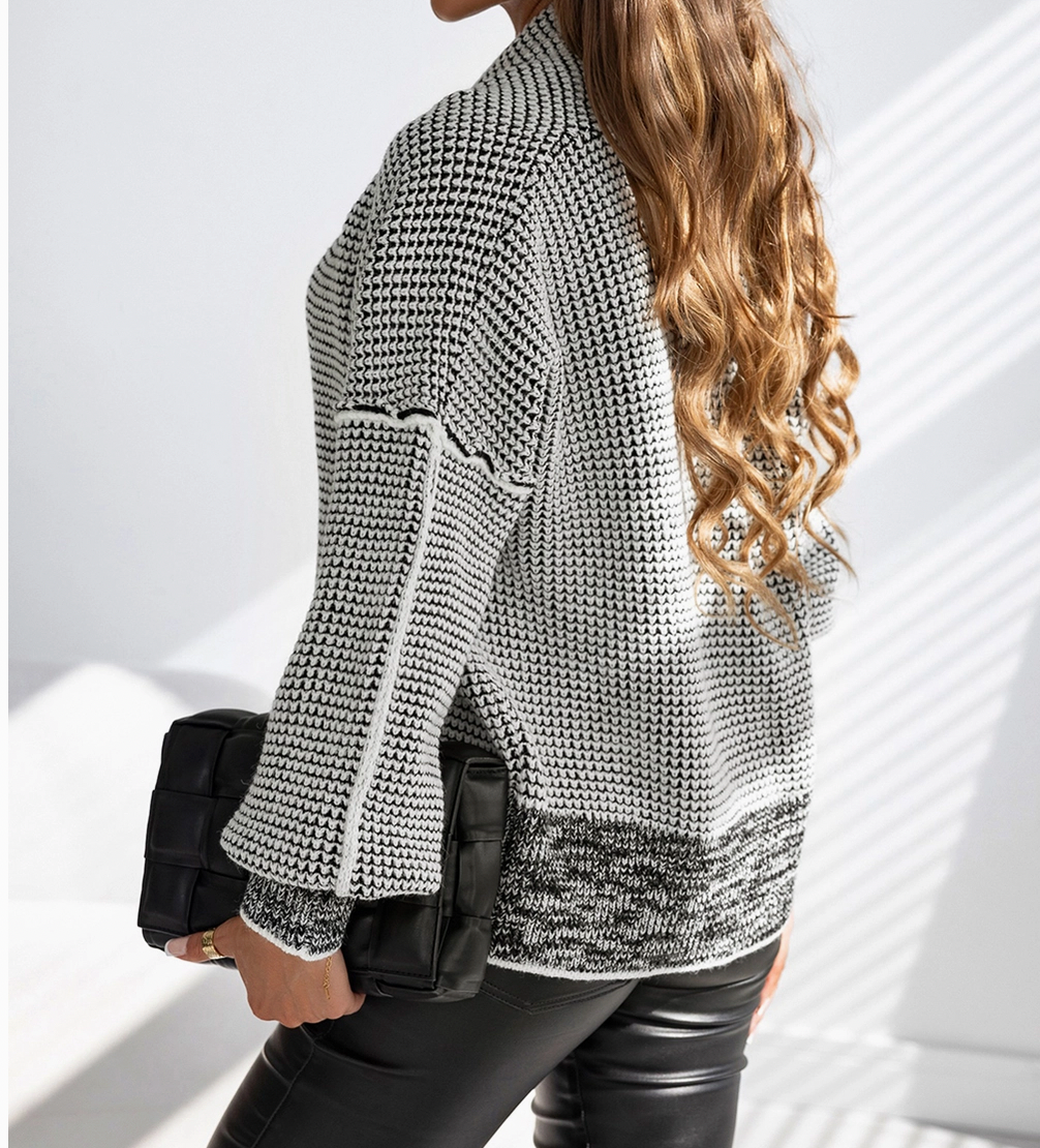 Plaid Contrast Trim Open Front Cardigan