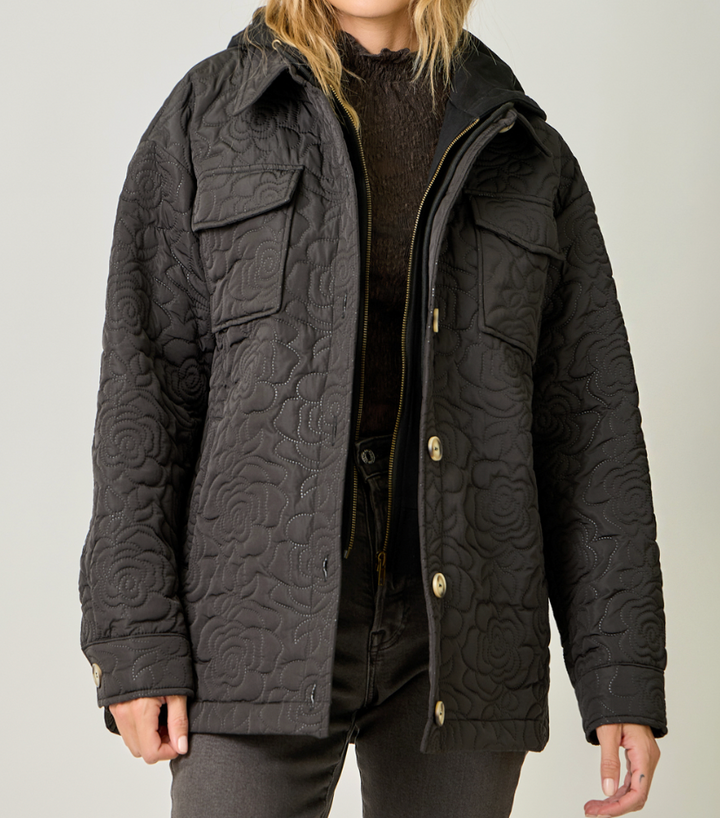 Twofer Hoodie Quilted Jacket