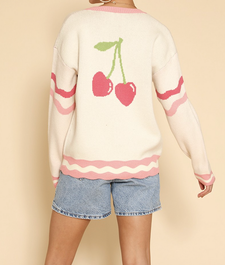 Heart Cherry Knit Cardigan