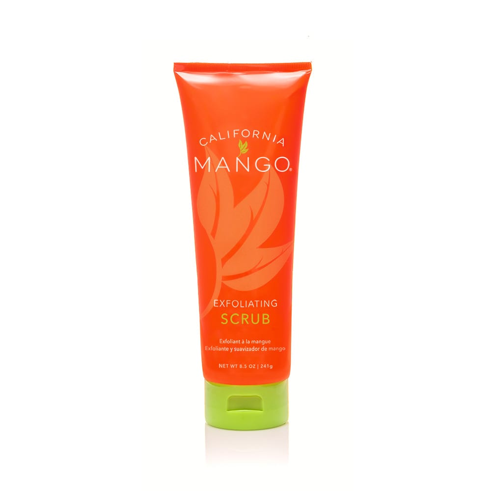California Mango Exfoliating Scrub 8.5oz in bright orange tube with green cap