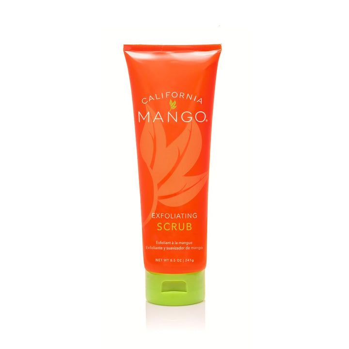 California Mango Exfoliating Scrub 8.5oz in bright orange tube with green cap