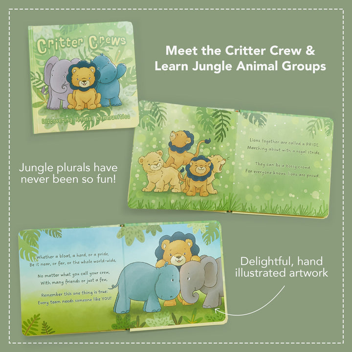 Critter Crews Board Book by Bunnies By the Bay showing jungle animals and interior pages