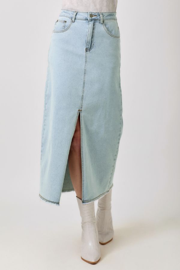 Washed Front Slit Skirt