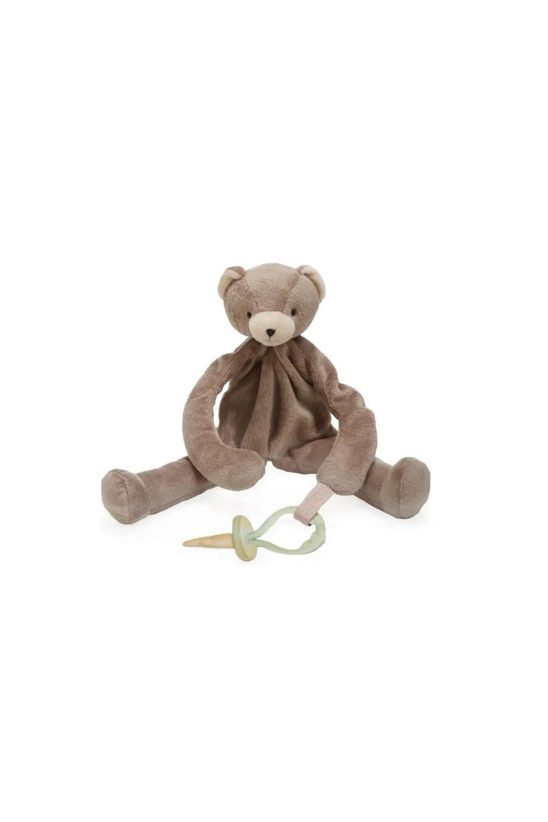 Bunnies by the Bay Silly Buddies soft plush bear lovey with pacifier attachment in taupe