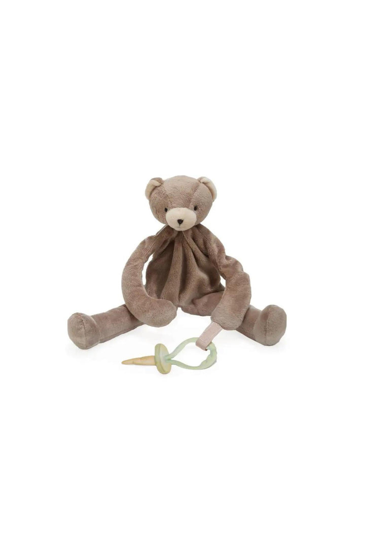 Bunnies by the Bay Silly Buddies soft plush bear lovey with pacifier attachment in taupe