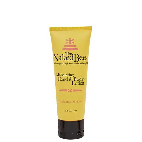 The Naked Bee yellow tube of Vanilla Rose Honey moisturizing hand and body lotion